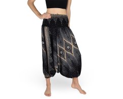 Harémové kalhoty aladin NATSU, krásnoočko, černo-béžová, bez šňůrky