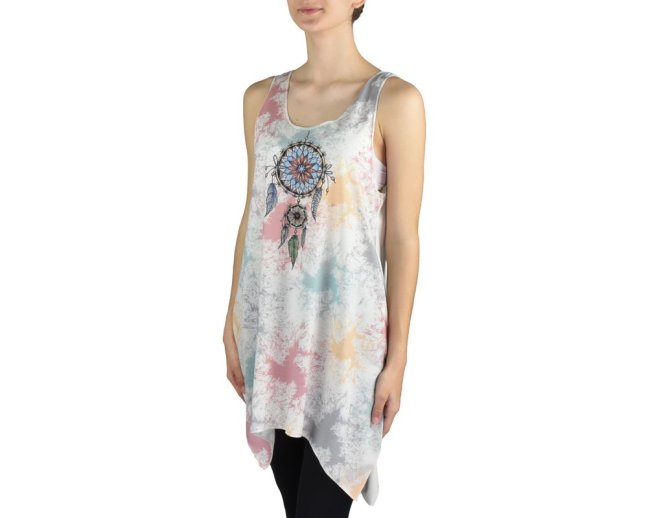 Dámský dlouhý top YOGESA II, krémový, lapač snů