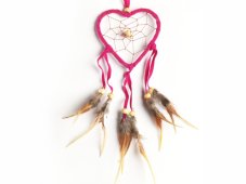 Lapač snů  9x9 cm, srdce růžové