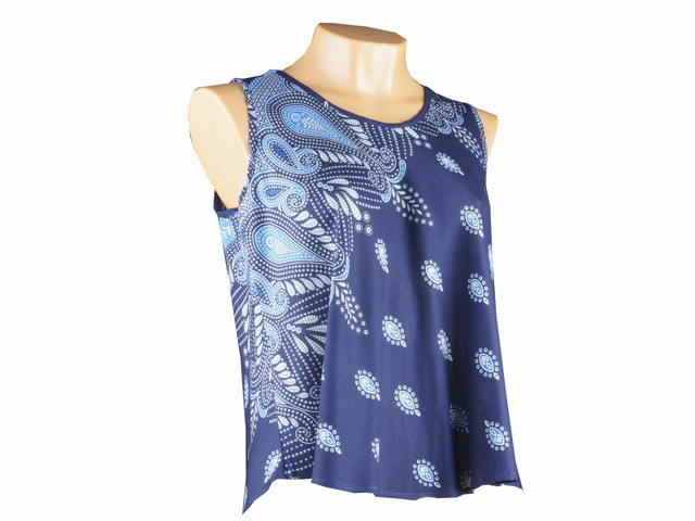 Dámský top DUJANAH krátký,tm.modrá, ornamenty II