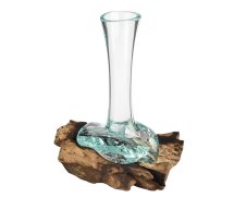 Skleněná váza na dřevě - malá - var. C