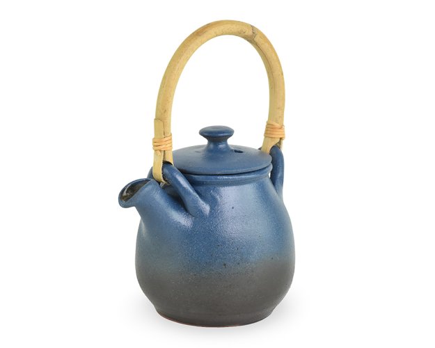 Keramická konev Yin Zhen modrá s rákosovým uchem cca 0,4 l - bez sítka