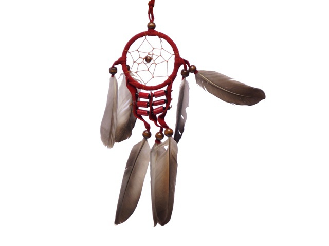 Lapač snů Native American 6 cm červený