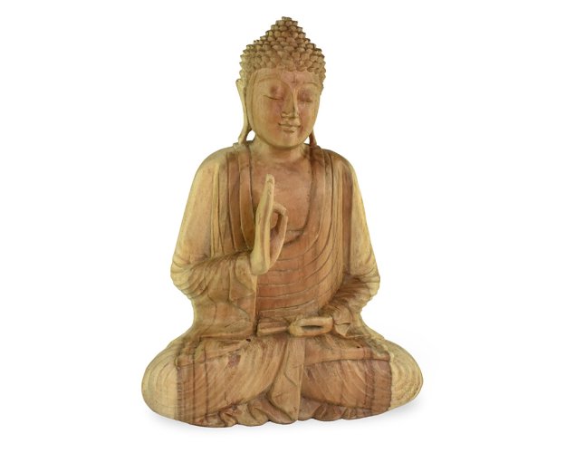Dřevěná soška Buddha 50 cm natural - Vitarka mudra - učení