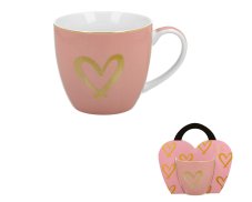 Hrnek Zlaté srdíčko, růžový 400 ml, II. jakost