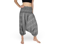 Harémové kalhoty aladin NATSU, proužky, černobílá, bez šňůrky