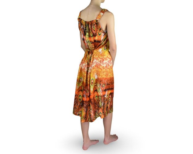 Dámské šaty SUPHANSA, paví pera, oranžové, II. jakost
