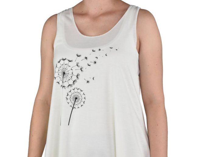 Dámský dlouhý top YOGESA, krémová, pampelišky, II. jakost