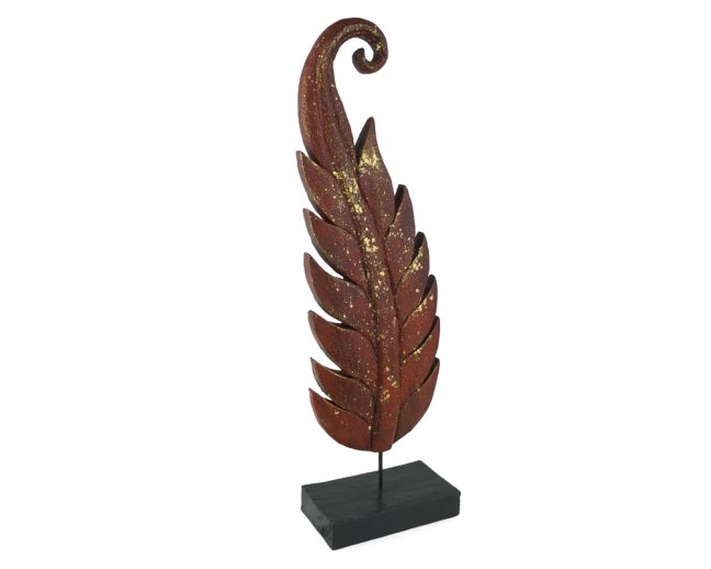 Dřevěná dekorace Twisted Leaf červená pravá - střední