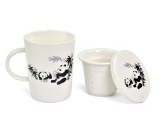 Porcelánový hrnek Royal Tea se sítkem bílý Panda