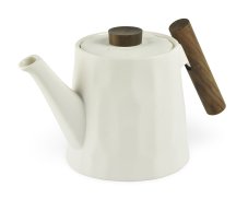 Porcelánová konvice Blanca, bílá, dřevěná úchytka, 1200 ml