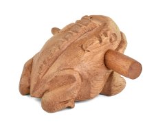 Hrající dřevěná žába světlá 6 cm