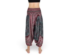 Harémové kalhoty aladin NATSU, multicolor mandala, červená, bez šňůrky