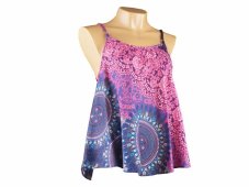 Dám. top široký, špaget. ram.,mandaly a růže, fial růžová