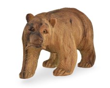 Dřevěná soška Medvěd s rybou 11 cm - jednobarevný
