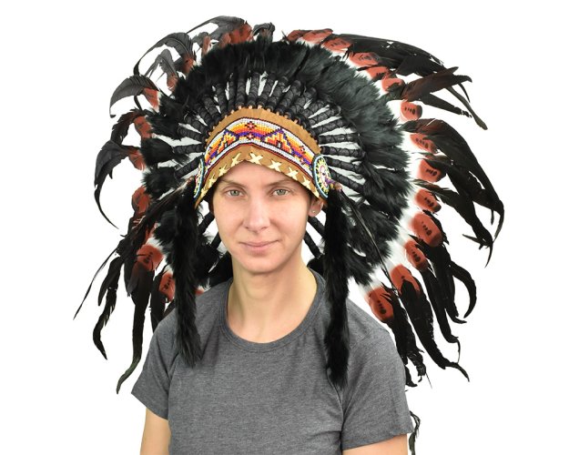 Indiánská čelenka bíločervenočerná var. A