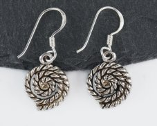 Stříbrné visací náušnice Spirála vintage