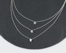 Stříbrný trojitý náhrdelník - Hvězdy