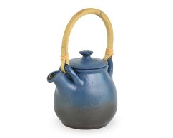 Keramická konev Yin Zhen modrá s rákosovým uchem cca 0,4 l - bez sítka