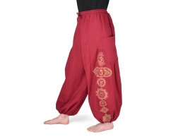 Kalhoty jóga KIET, Čakry, červené