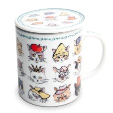 Porcelánový hrnek Jewel se sítkem kočky a klobouky