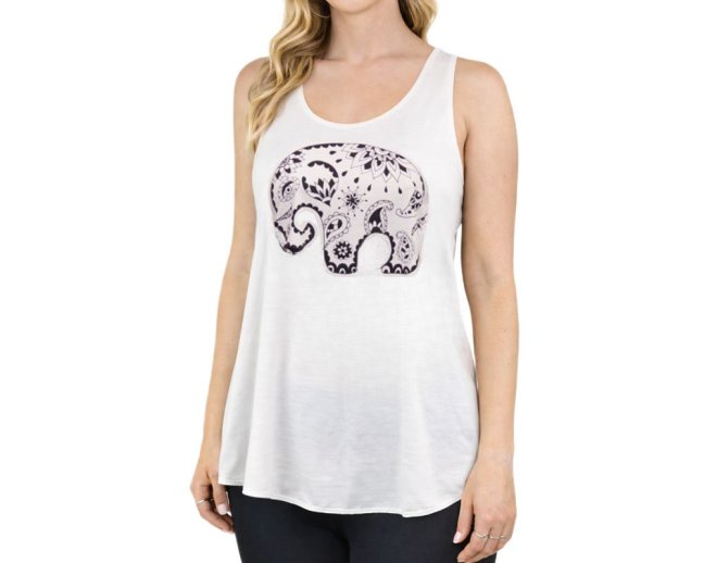 Dámské tílko Yoga, polyester, krémové, slon