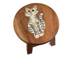 Stolička dřevěná dekor kočička