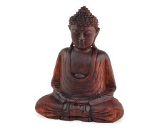 Dřevěná soška Buddha 30 cm tmavá - Dhyana Mudra - meditace - II. jakost