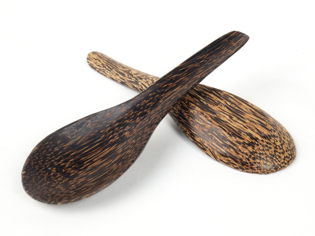 Dřevěná lžíce - 13 cm, žíhaná "plytká"