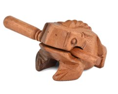 Hrající dřevěná žába dvoubarevná 12 cm