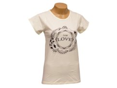 Dámské triko I AM LOVE, bavlna, krémová, L