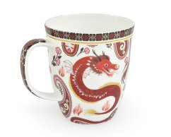 Porcelánový hrnek Dragon, bílý, dekor červený drak, 400 ml