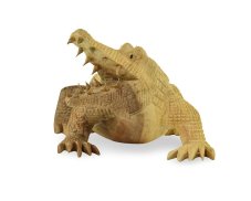 Dřevěná soška Krokodýl 12 cm - var. D - II. jakost
