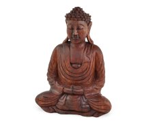 Dřevěná soška Buddha 25 cm tmavá - Dhyana Mudra - meditace - II. jakost
