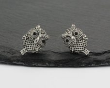 Stříbrné náušnice puzety - Sovičky