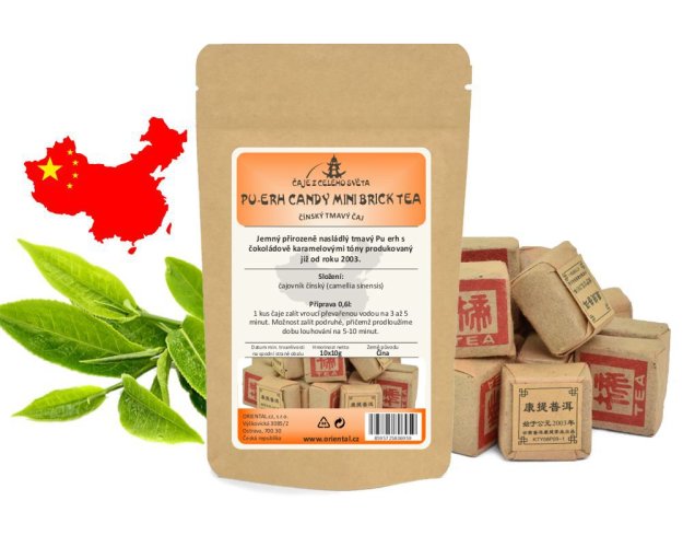 Tmavý čaj Pu-erh China Mini Candy Brick Tea 10 x 10 g