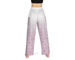 Kalhoty jóga ARTHIT, bílé, růžový dekor, II. jakost