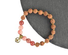 Náramek Japa Mala Rudraksha Peace - růžové korálky