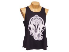 Dámské tílko Yoga, polyester, černé, Hlava Ganéš