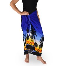 Sarong - Pareo BUN, palmy, tmavě modrá