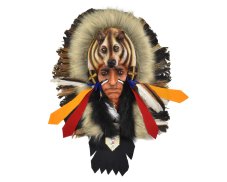 Závěsná dekorace Indiánský náčelník s vlkem 45 cm - var. A