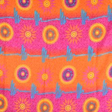 Sarong - Pareo KUJAKU, slunce, růžovo - oranžový, modrý pruh
