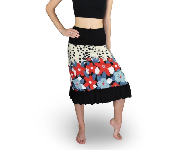 Dámské šaty KOMAL s kanýrem, černé, květy