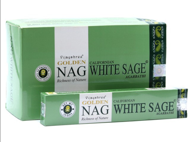 Indické vonné tyčinky Bílá Šalvěj Golden Nag White Sage 15 ks