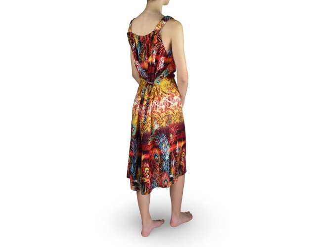 Dámské šaty SUPHANSA, paví pera, červené, II. jakost