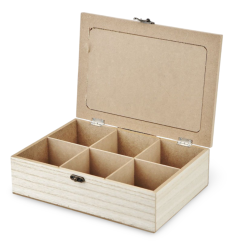 Dřevěný box na čaje a drobnosti, 6 přihrádek