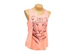 Dámské tílko Yoga, polyester, růžové reflexní, tygr
