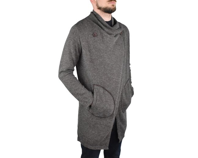 Kardigan ATID, s kapsami, hnědý