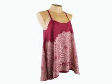 Dámský top mini LATA, Vínový, béžové mandaly - vel.M
