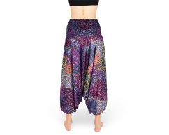 Harémové kalhoty aladin NATSU, multicolor patchwork, růžová, bez šňůrky, tmavý pas